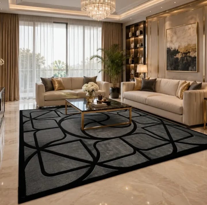 Grey Abstract Outdoor & Indoor Rug