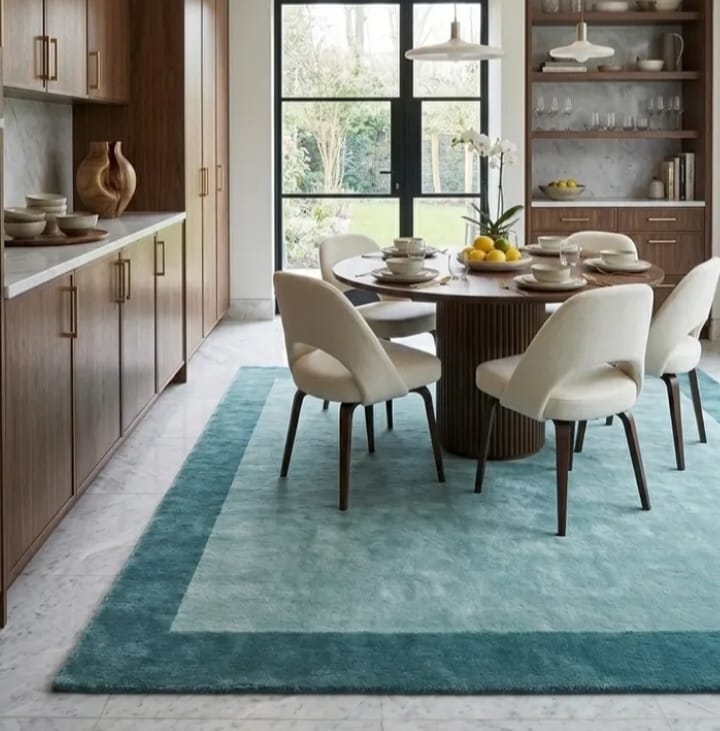 Luxury Blue Dining Room Rug