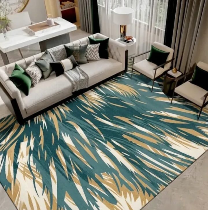 Modern Tropical Leaf Area Rug