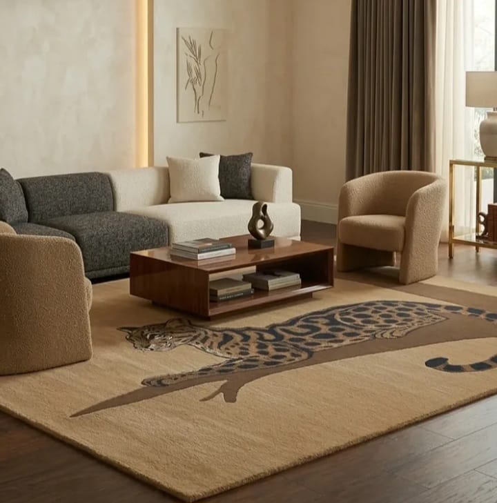 Elegant Leopard Living Room Rug