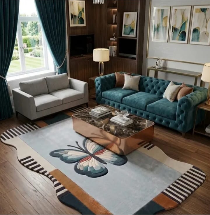 Elegant Butterfly Living Room Rug