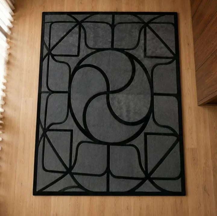 Grey Abstract Outdoor & Indoor Rug