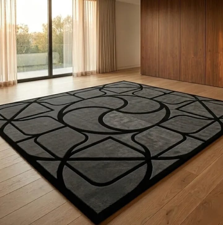 Grey Abstract Outdoor & Indoor Rug