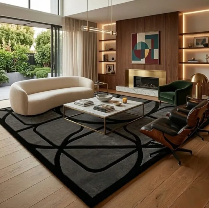Grey Abstract Outdoor & Indoor Rug