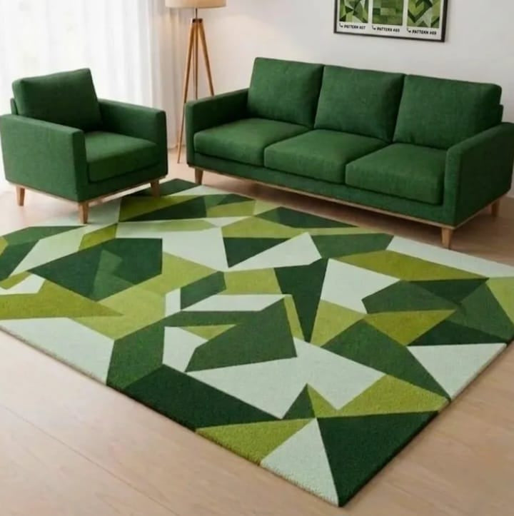 Modern Green Geometric Area Rug
