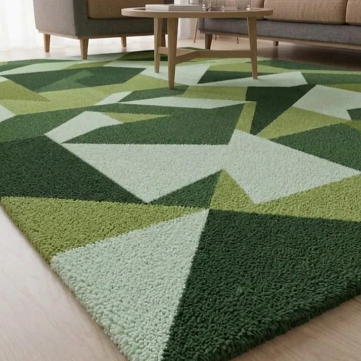 Modern Green Geometric Area Rug