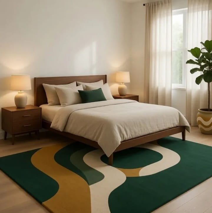 Green & Gold Contemporary Living Room Rug