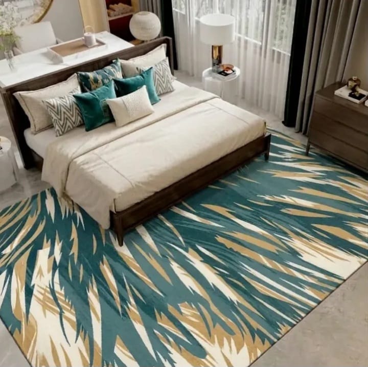 Modern Tropical Leaf Area Rug