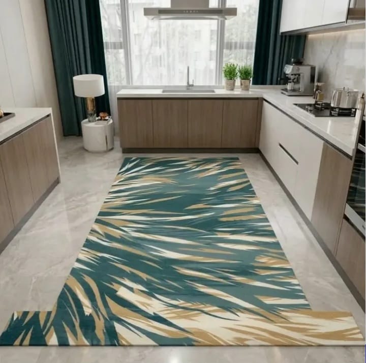 Modern Tropical Leaf Area Rug