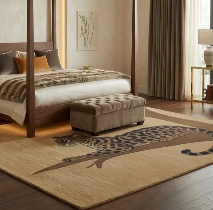 Elegant Leopard Living Room Rug