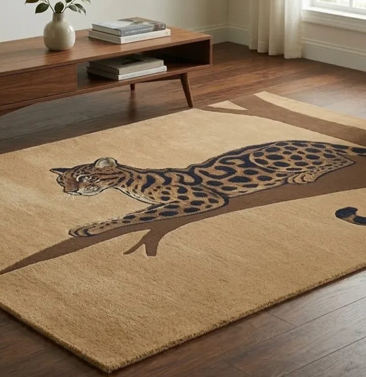 Elegant Leopard Living Room Rug
